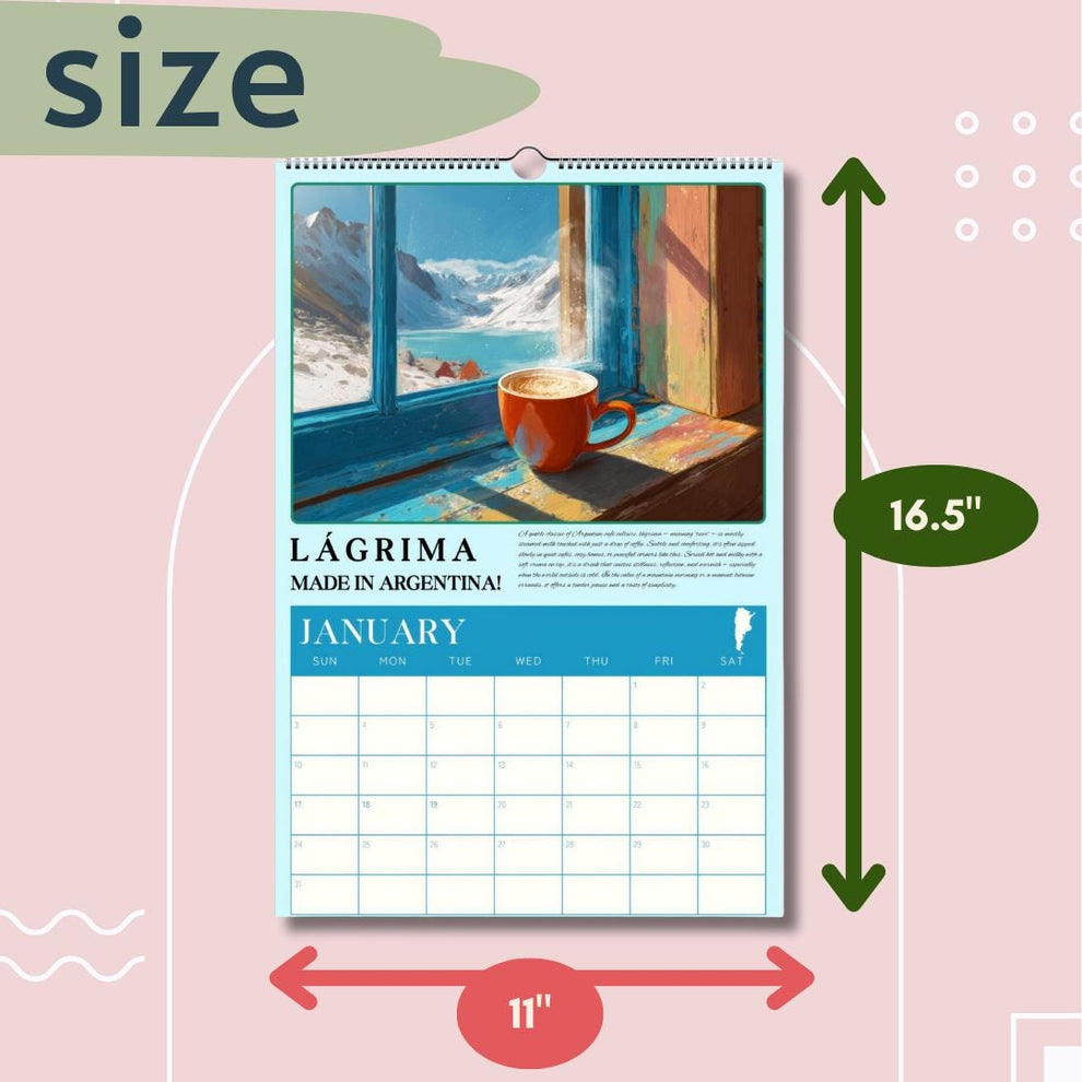 2025–2026 Mid Year Coffee Calendar – Coffee Around the World Wall Calendar – July Start Academic Planner – Travel Gift for Coffee Lovers