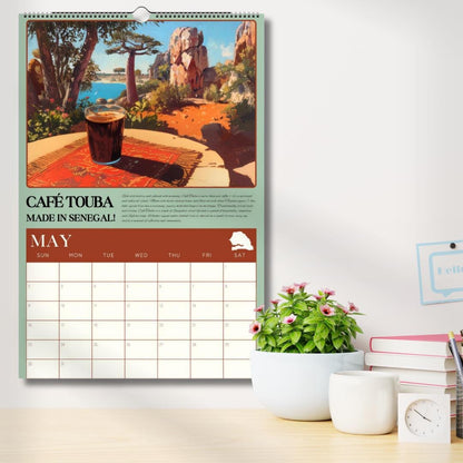 2025–2026 Mid Year Coffee Calendar – Coffee Around the World Wall Calendar – July Start Academic Planner – Travel Gift for Coffee Lovers