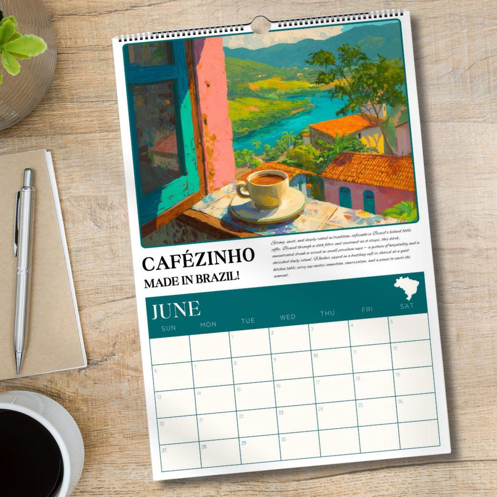 2025–2026 Mid Year Coffee Calendar – Coffee Around the World Wall Calendar – July Start Academic Planner – Travel Gift for Coffee Lovers