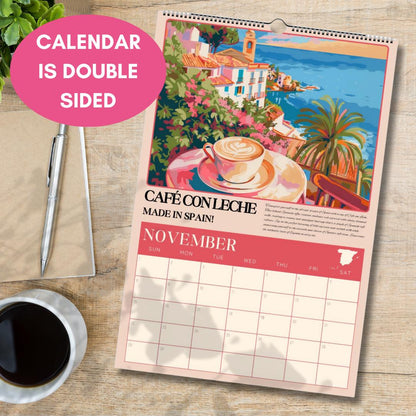 2025–2026 Mid Year Coffee Calendar – Coffee Around the World Wall Calendar – July Start Academic Planner – Travel Gift for Coffee Lovers