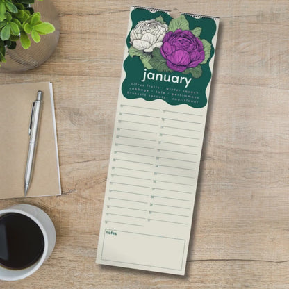 Seasonal Produce Perpetual Calendar – Date Book Colorful Forever Calendar, Birthday Calendar Date Organizer Undated Calendar Special Dates