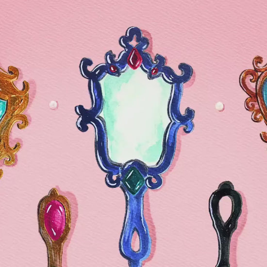 Mermaid Mirrors – Coquette Vanity Art Print, Vintage Aesthetic Decor, Pastel Mermaidcore Wall Art