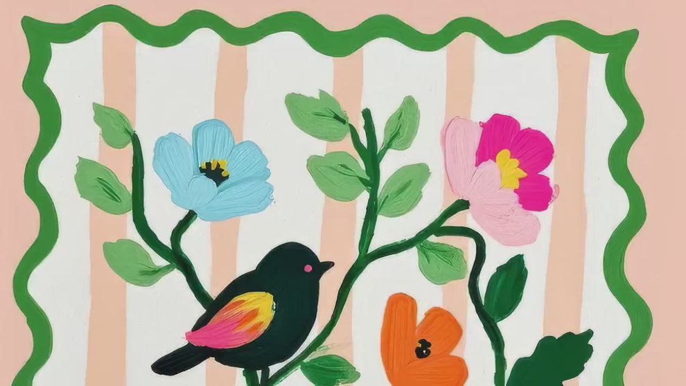 Bird and Flowers Wall Art