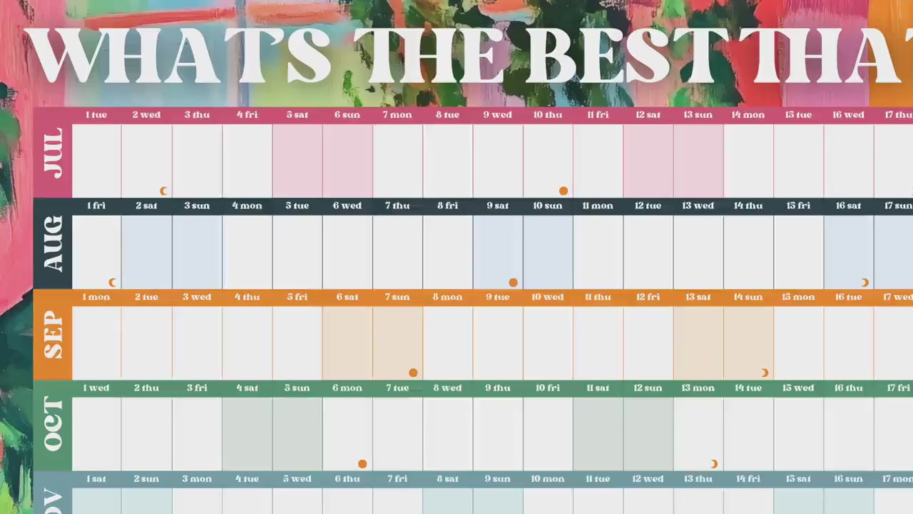 What’s the Best That Could Happen Wall Planner – Colorful Mid Year Calendar 2025–2026 – July Start Academic Planner – Motivational Print