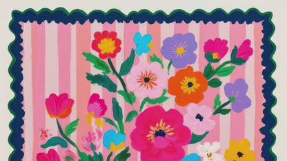 Pink and Navy Floral Wall Art