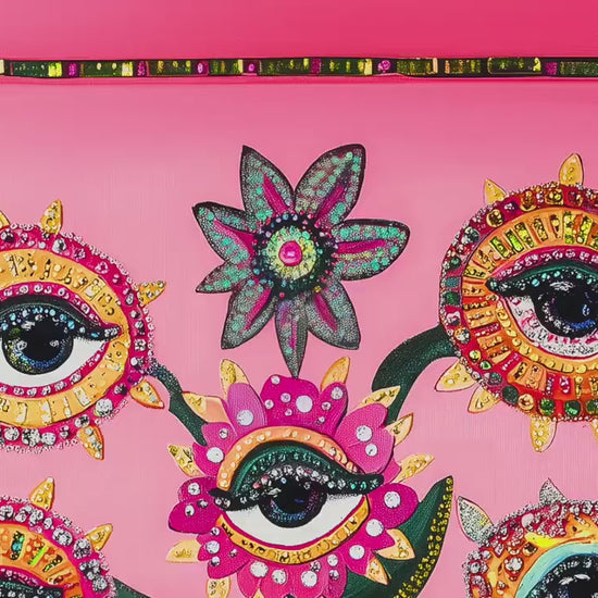 Surreal Flower Wall Art – Eye Art Print Psychedelic Pink Maximalist Wall Decor Dopamine Decor Funky Floral Poster Plant Wall Art Surrealist