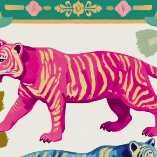 Pink and Green Tiger Wall Decor