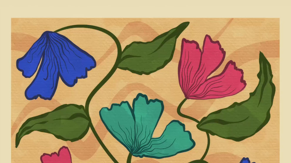 Retro Vase Floral Wall Art – Earth Tone Flower Print – Vintage Botanical Print – Maximalist Wall Art – Funky Flower Art 70s Style Decor