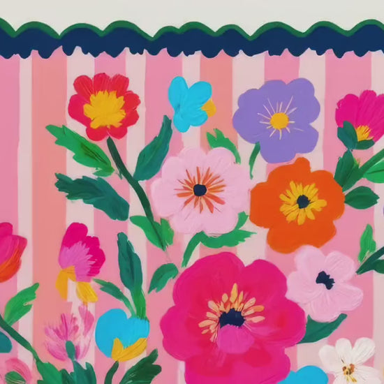 Pink and Navy Floral Wall Art