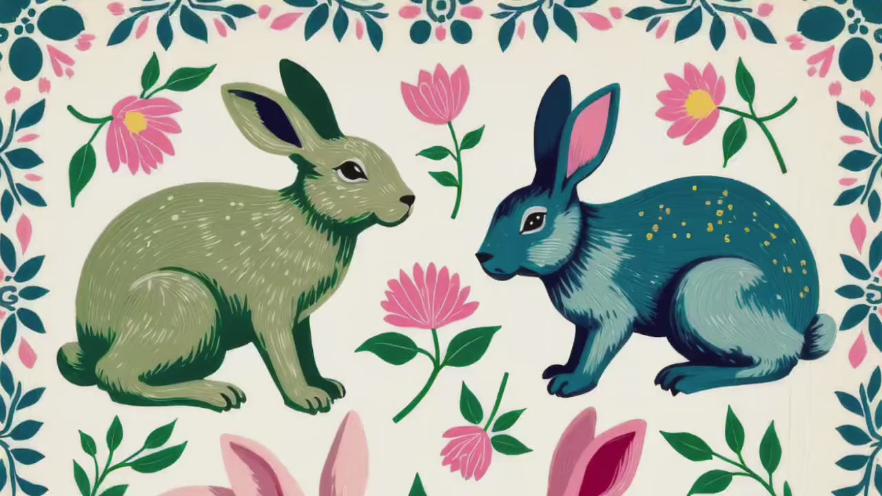 Rabbit Art Print – Playful Maximalist Home Decor