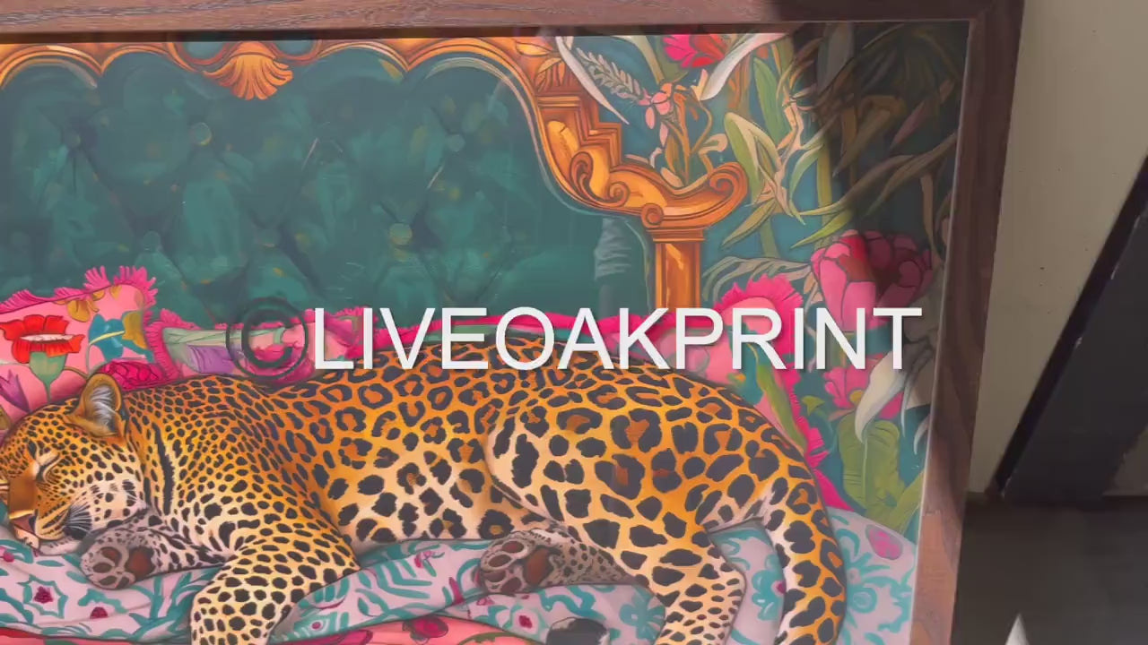 Sleepy Leopard in a Vintage Bed Print