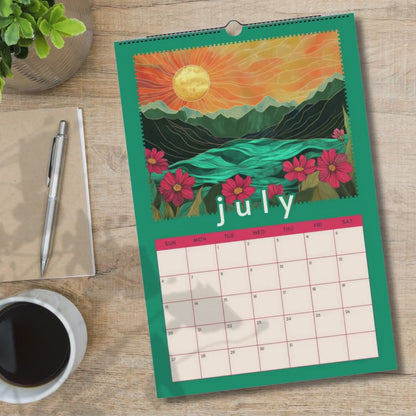 Mountain Views Calendar 2025–2026 – Mid Year Wall Calendar – July Start Academic Planner – Nature Wall Art – Gift for Hikers Outdoor Lovers
