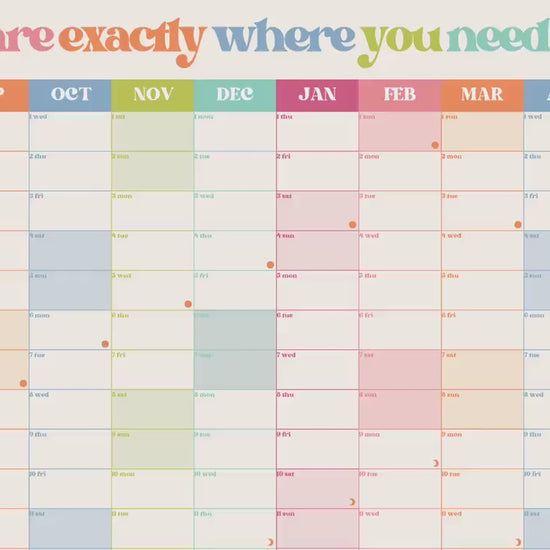 Vertical Wall Planner – You Are Exactly Where You Need To Be – Mid Year Calendar 2025–2026 – July Start – Motivational Dorm Classroom Decor