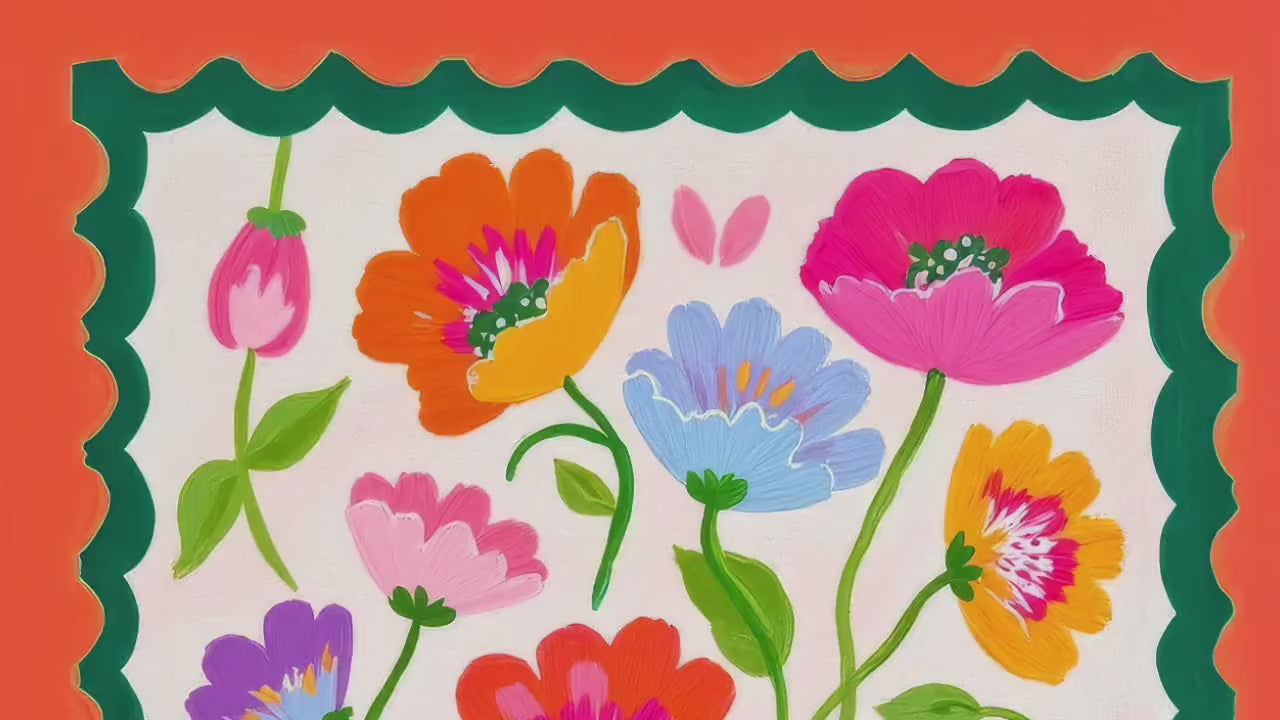 Green and Orange Floral Wall Art