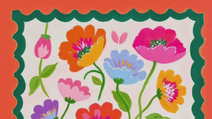 Green and Orange Floral Wall Art