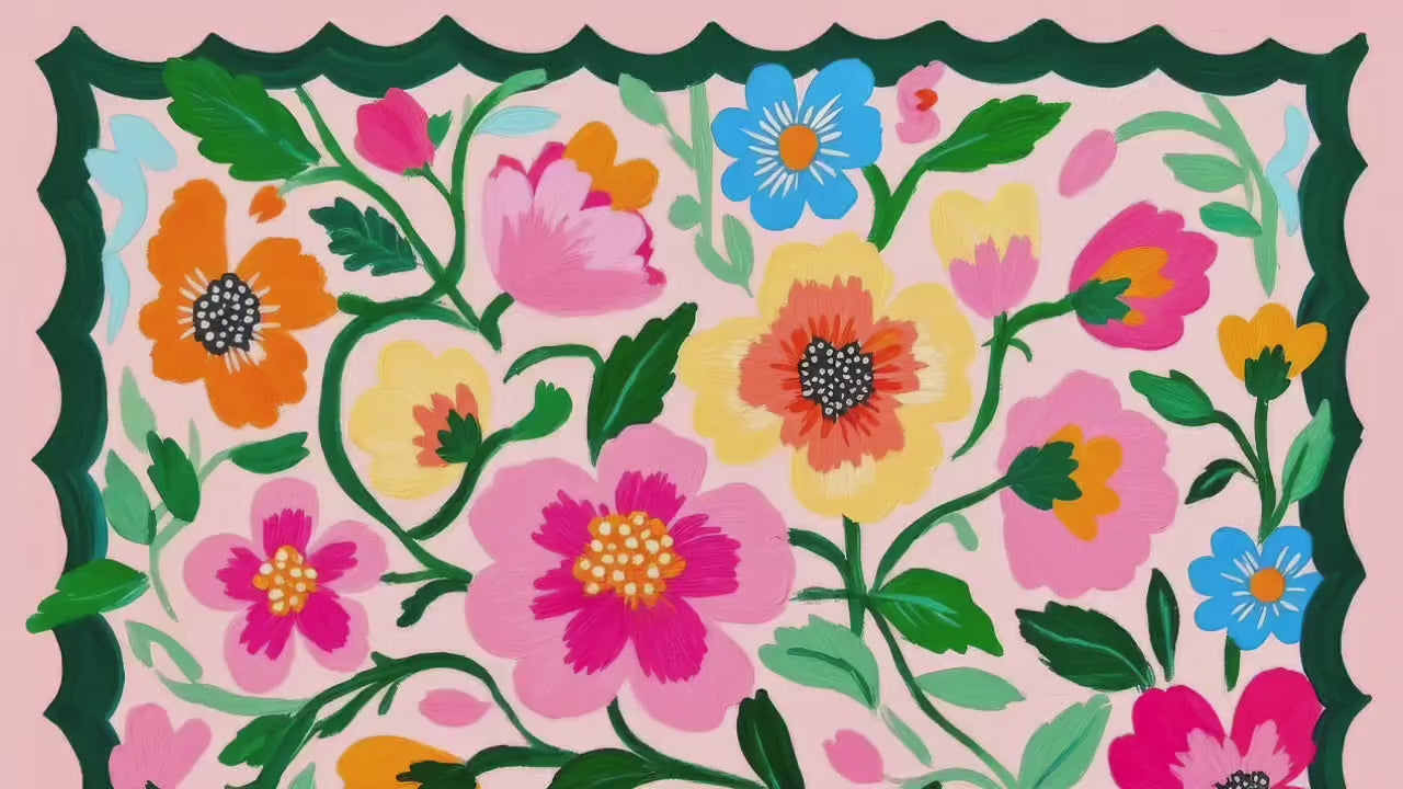 Floral Wall Art – Pastel Wall Art Folk Art Flower Print – Colorful Botanical Home Decor