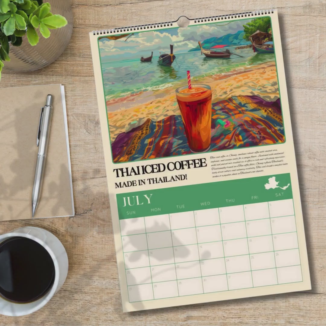 2025–2026 Mid Year Coffee Calendar – Coffee Around the World Wall Calendar – July Start Academic Planner – Travel Gift for Coffee Lovers