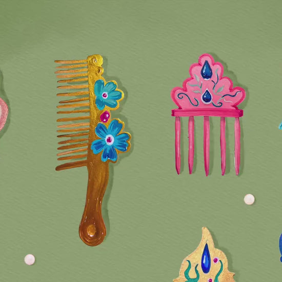 Mermaid Combs Wall Art – Surreal Vintage Hair Comb Art Print, Ocean Coquette Wall Decor, Whimsical Mermaidcore Beauty Art