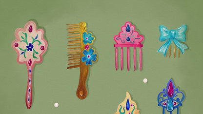 Mermaid Combs Wall Art – Surreal Vintage Hair Comb Art Print, Ocean Coquette Wall Decor, Whimsical Mermaidcore Beauty Art