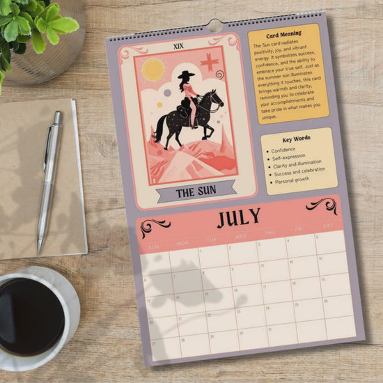 2025–2026 Seasonal Tarot Calendar | Witchy Midyear Calendar | Astrology Decor | Tarot Card Wall Art | Gift for Spiritual Friends