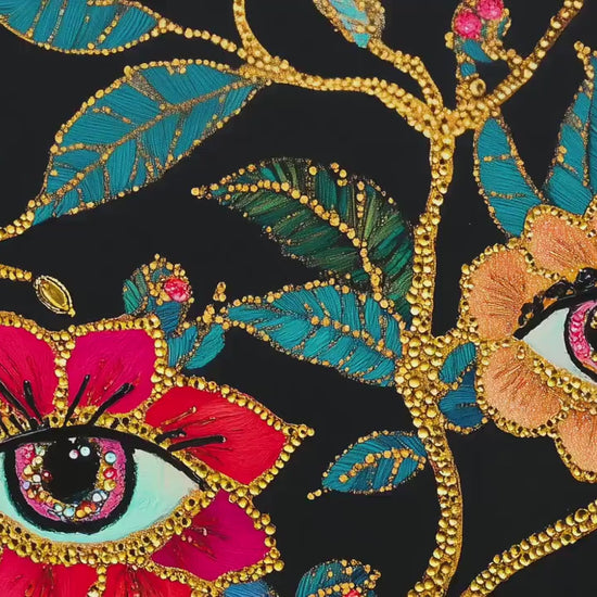 Surreal Eye Flower Art Print – Maximalist Floral Wall Art – Dark Botanical Print – Funky Eye Decor – Dopamine Decor for Eclectic Interiors