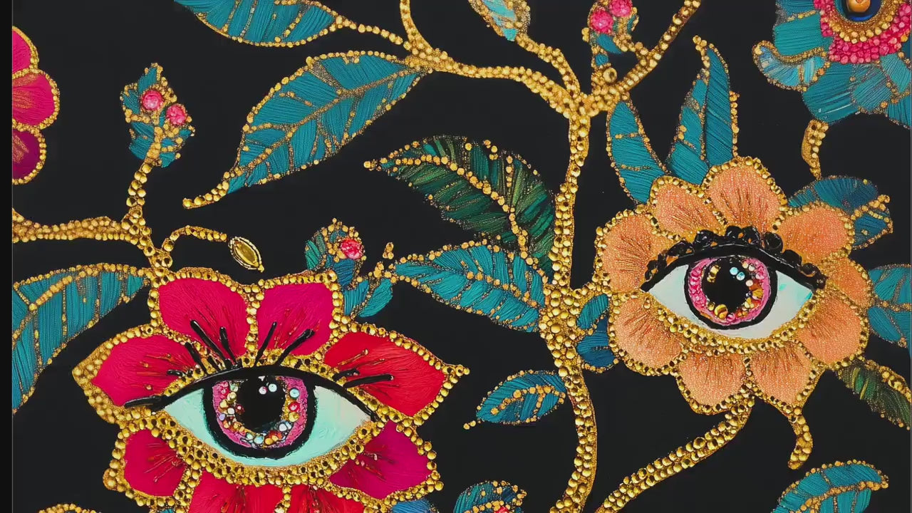 Surreal Eye Flower Art Print – Maximalist Floral Wall Art – Dark Botanical Print – Funky Eye Decor – Dopamine Decor for Eclectic Interiors