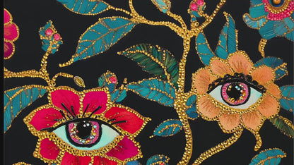 Surreal Eye Flower Art Print – Maximalist Floral Wall Art – Dark Botanical Print – Funky Eye Decor – Dopamine Decor for Eclectic Interiors