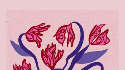 Poker Vase Wall Art – Bold Playing Card Vase Print – Funky Tulip Floral Print – Abstract Modern Decor – Red Pink Maximalist Wall Art