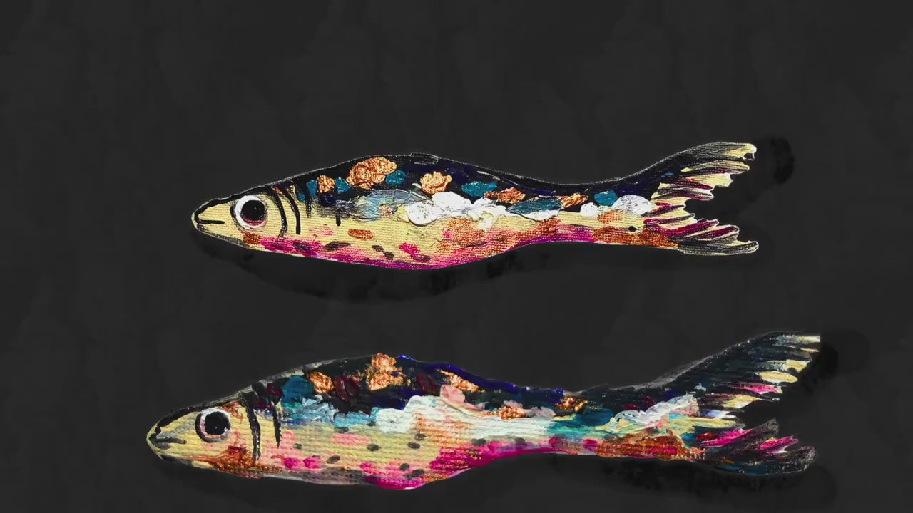 Moody Jewel Toned Sardines Print – Hand-Painted Nautical Wall Art – Rustic Coastal Decor – Textured Art Print – Ocean Kitchen Wall Art