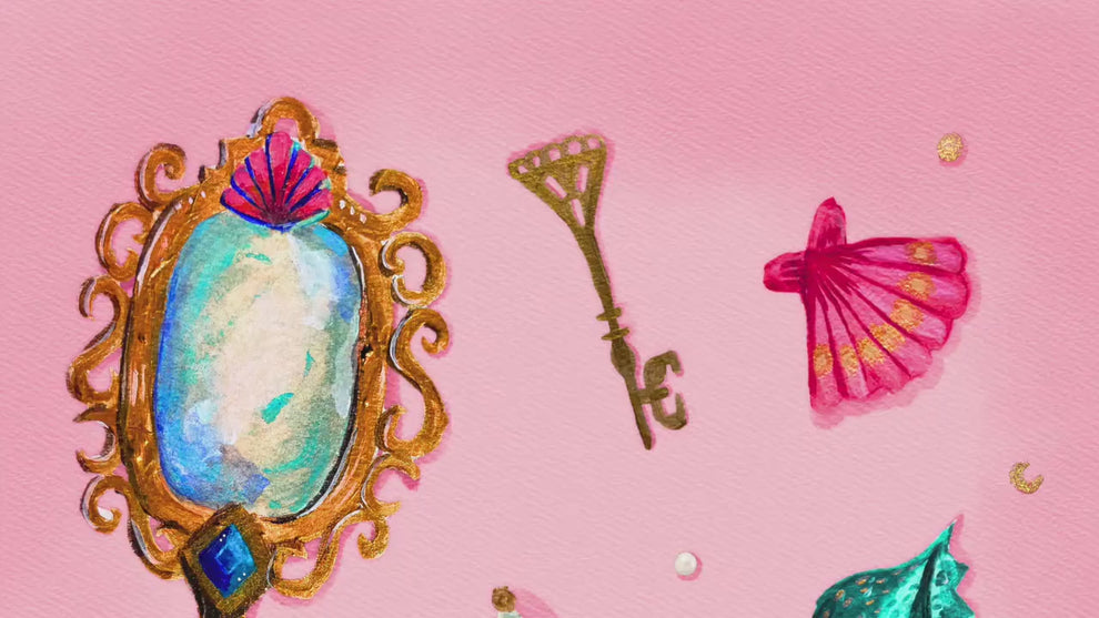 Pearls and Things – Coquette Vanity Print – Pastel Coastal Wall Art – Dark Feminine Ocean Decor – Mystical Mermaidcore Aesthetic