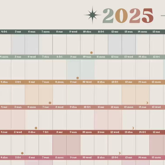 Boho Earth Tones Mid Year Calendar 2025–2026 – Academic Wall Planner – July Start –  School Year Calendar – Aesthetic Dorm or Office Decor