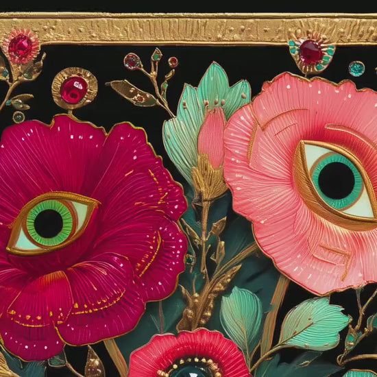 Surreal Flower Eye Art Print – Trippy Flower Wall Art Maximalist Decor Witchy Surrealism Botanical Poster Boho Funky Psychedelic Wall Art