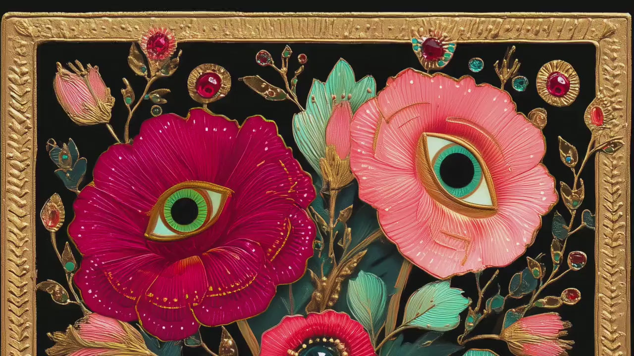 Surreal Flower Eye Art Print – Trippy Flower Wall Art Maximalist Decor Witchy Surrealism Botanical Poster Boho Funky Psychedelic Wall Art
