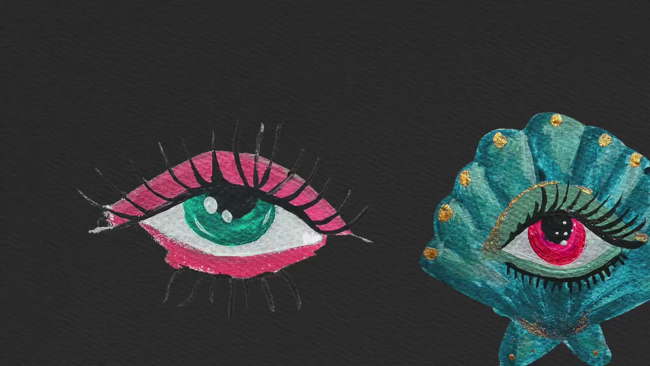 Ocean Eyes Art Print – Surreal Eye Wall Art Moody Coastal Aesthetic Print Maximalist Ocean Decor Gallery Wall Art Psychedelic Art Print