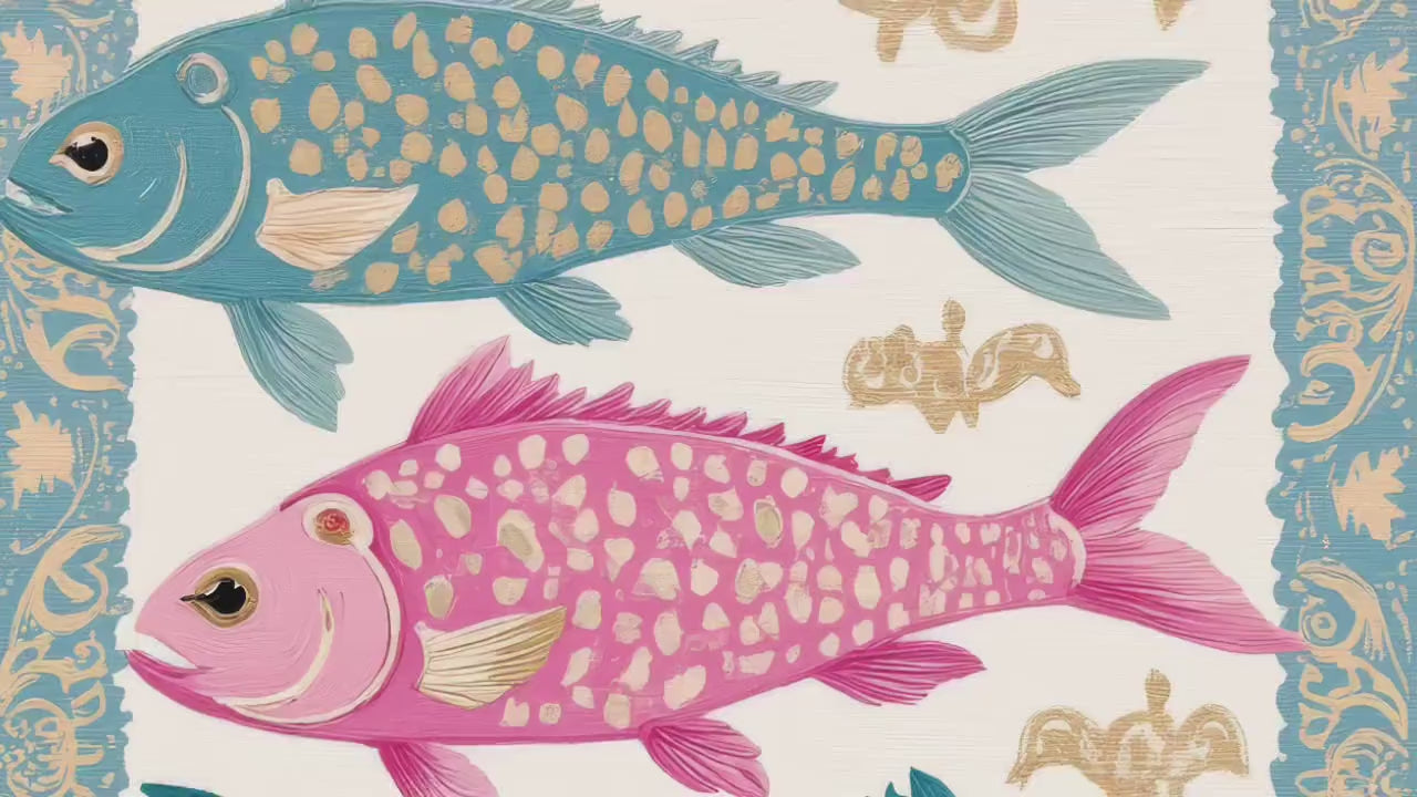 Blue and Pink Fish Wall Art