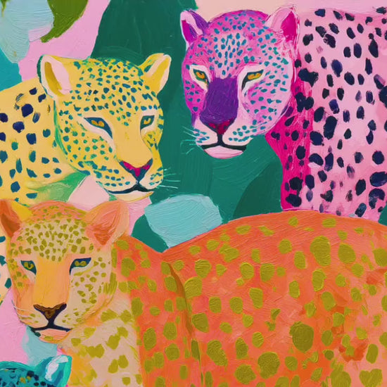 Colorful Leopard Art Print | Whimsical Jungle Wall Art | Pink & Blue Leopard Poster | Modern Maximalist Animal Decor | Framed or Unframed