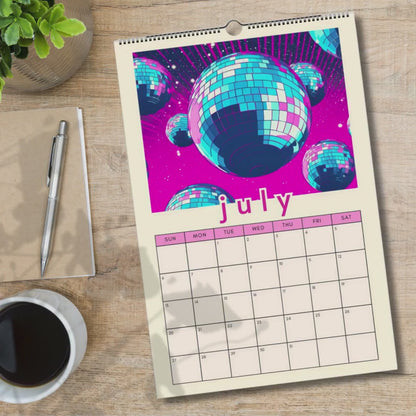 Mid year 2025-2026 Disco Calendar | 2025 Colorful Schoolyear Calendar | Disco Ball Gift | Disco Ball Wall Calendar | Academic Year Calendar
